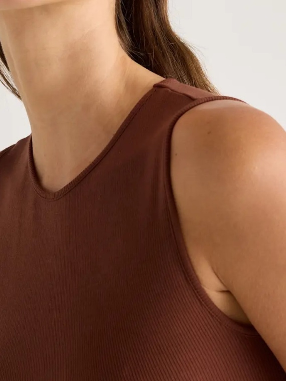 Quince Tencel Sleeveless Tank Bodycon Dress in Chocolate Brown NWT - Picture 3 of 13